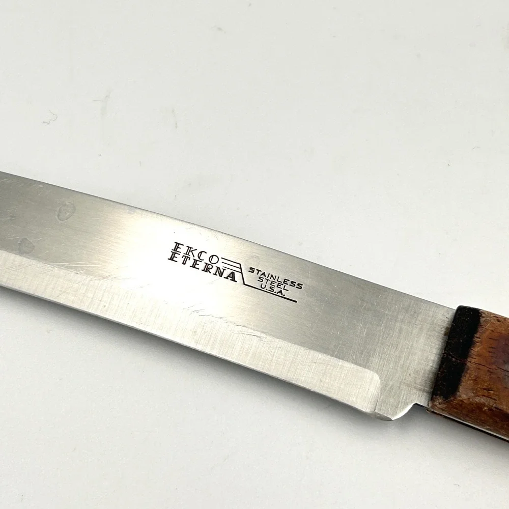 Vintage 1970s‎ Ekco Eterna Slicer Knife Stainless Steel USA Wood Handle 12.5